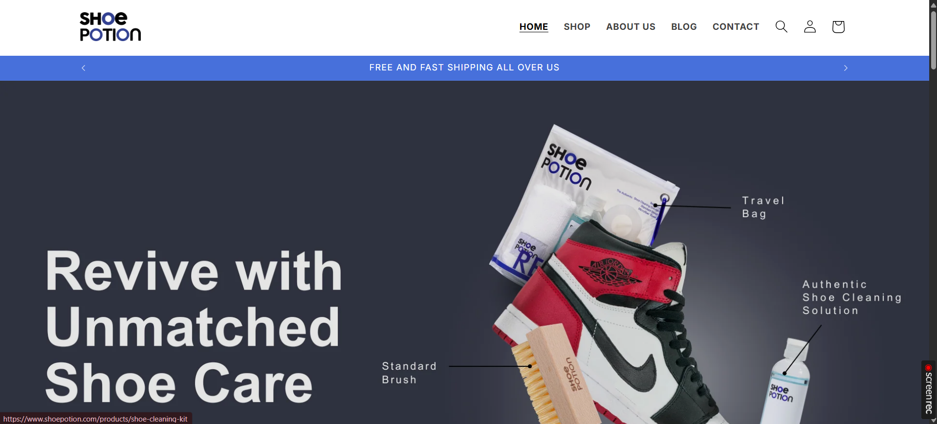 Shoe Potion website screenshot